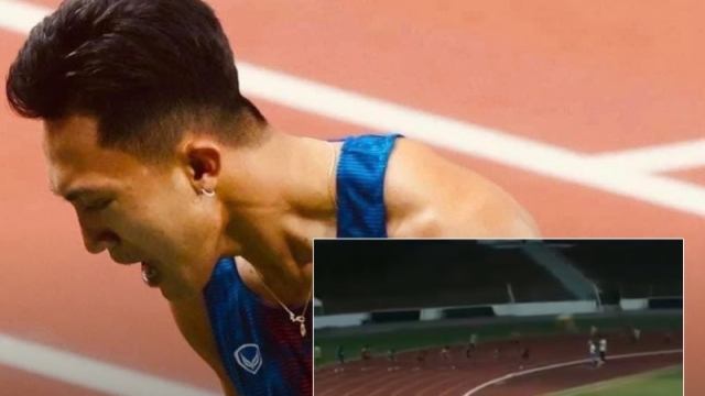 ชมช็อต “บิว ภูริพล” กดสปีดเต็มหลอด กระชากเหรียญทอง ผลัดผสม 4x100 เมตร อินทนิลเกมส์