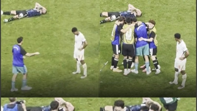โด่งดังทั่วโลก !! ช็อต “จู๊ด เบลลิงแฮม” ฟีลขาด เดินเข้าไปตบศีรษะมิดฟิลด์ทีมชาติอาร์เจนตินากลางวงแทบดังเปี๊ยะ หลังตัดเชือกบอลโลก